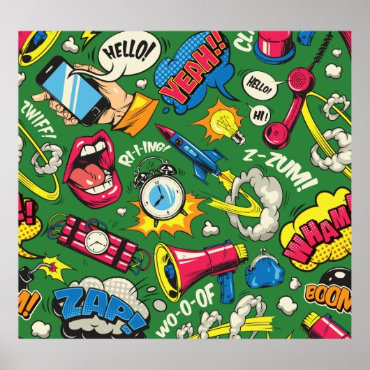 アーポップ・アートのト：シームレスなカラフル漫画 ポスター (正面)