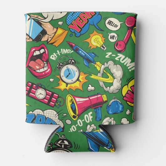 アーポップ・アートのト：シームレスなカラフル漫画 缶クーラー (正面)