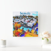 アーポップ・アートのト・バミューダ壁時計 スクエア壁時計 (ホーム)