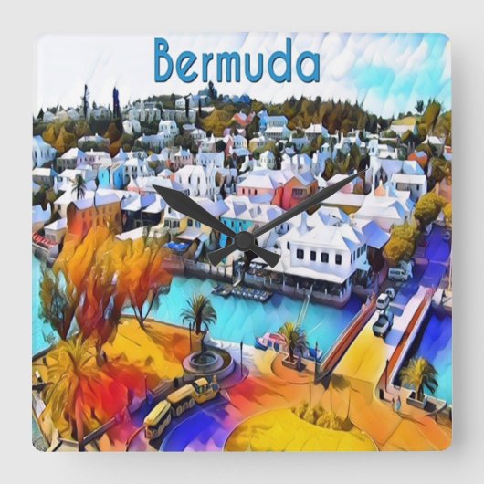 アーポップ・アートのト・バミューダ壁時計 スクエア壁時計 (正面)