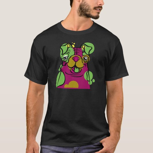 アーポップ・アートのト・ブルドッグ Tシャツ (正面)