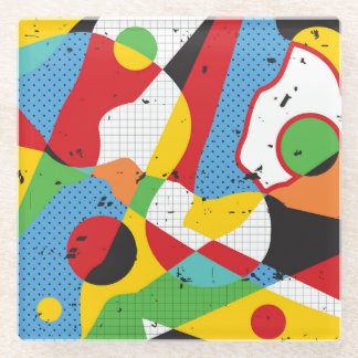 アーポップ・アートのト、ミニマ鮮やかリズム。 ガラスコースター