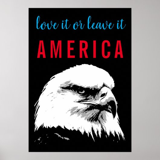 アーポップ・アートのトBald Eagle Love America離れスローガン ポスター (正面)