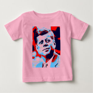 アーポップ・アートのトJFKジョン・F・ケネディ・レッド・ブルー ベビーTシャツ