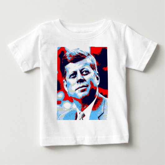 アーポップ・アートのトJFKジョン・F・ケネディ・レッド・ブルー ベビーTシャツ (正面)