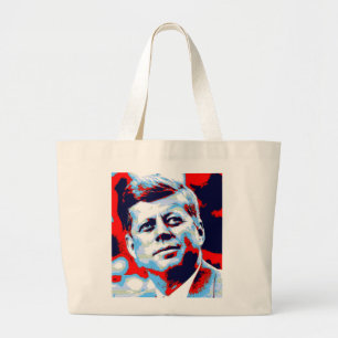 アーポップ・アートのトJFKジョン・F・ケネディ・レッド・ブルー ラージトートバッグ