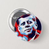 アーポップ・アートのトJFKジョン・F・ケネディ・レッド・ブルー 缶バッジ (正面&裏面)