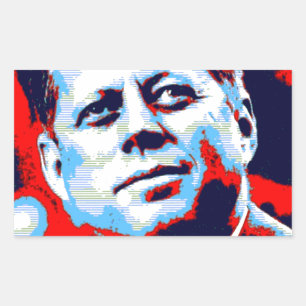 アーポップ・アートのトJFKジョン・F・ケネディ・レッド・ブルー 長方形シール