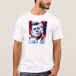 アーポップ・アートのトJFKジョン・F・ケネディ・レッド・ブルー Tシャツ