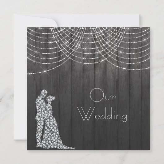 アーマーのクリスタル輝くライト結婚ナイト 招待状 (正面)