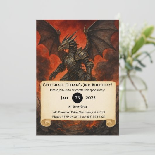 アーマードブラックドラゴンウォリアー誕生日 招待状 (スタンド正面)