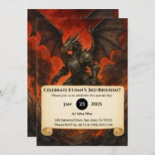 アーマードブラックドラゴンウォリアー誕生日 招待状 (正面/裏面)