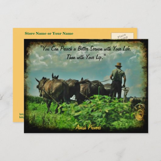 アーミッシュのポストカード。ことわざ!お店の名前やあなたの名前を入れて! ポストカード (正面/裏面)