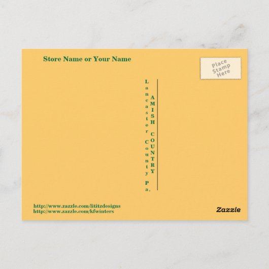 アーミッシュのポストカード。ことわざ！お店の名前やあなたの名前を入れて！ ポストカード (裏面)