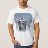 アーミッシュの冬の屋根付き橋  Tシャツ (正面)