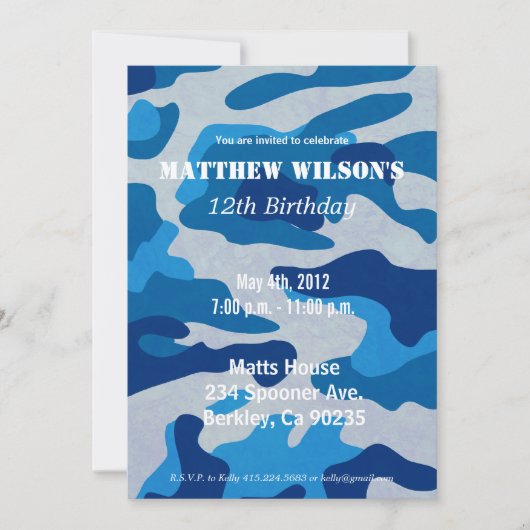 アーミーカモフラージュ 招待状 (正面)