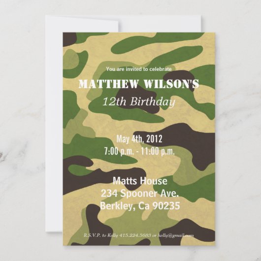 アーミーカモフラージュ 招待状 (正面)