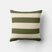 アーミーグリーンとアンティークホワイトストライプズ クッション (裏面)