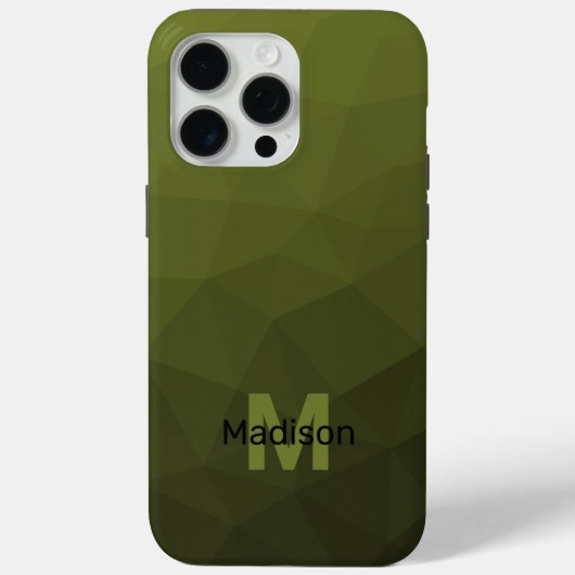 アーミーグリーンのグラデーション幾何学メッシュモノグラム Case-Mate iPhoneケース (裏面)