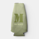 アーミーグリーンのライトジオメトリックメッシュパターンモノグラム ボトルクーラー (正面)