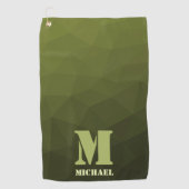 アーミーグリーンオリーブジオメトリックメッシュパターンモノグラム ゴルフタオル (正面)