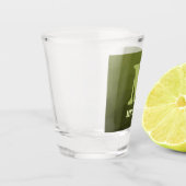 アーミーグリーンオリーブジオメトリックメッシュパターンモノグラム ショットグラス (左)