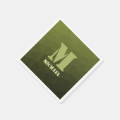 アーミーグリーンオリーブジオメトリックメッシュパターンモノグラム スタンダードカクテルナプキン (角)