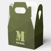 アーミーグリーンオリーブジオメトリックメッシュパターンモノグラム フェイバーボックス (オープン)