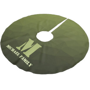 アーミーグリーンオリーブジオメトリックメッシュパターンモノグラム ブラッシュドポリエステルツリースカート