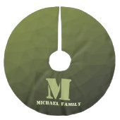 アーミーグリーンオリーブジオメトリックメッシュパターンモノグラム ブラッシュドポリエステルツリースカート (正面)