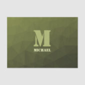 アーミーグリーンオリーブジオメトリックメッシュパターンモノグラム 薄葉紙 (正面)