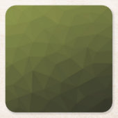 アーミーグリーンオリーブ勾配幾何学的メッシュパターン スクエアペーパーコースター (正面)