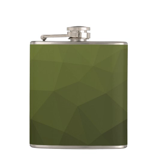 アーミーグリーンオリーブ勾配幾何学的メッシュパターン フラスク (正面)