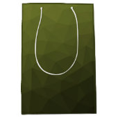 アーミーグリーンオリーブ勾配幾何学的メッシュパターン ミディアムペーパーバッグ (正面)