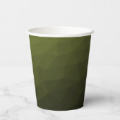 アーミーグリーンオリーブ勾配幾何学的メッシュパターン 紙コップ (裏面)