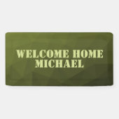 アーミーグリーンオリーブ幾何学歓迎ホームあなたの名前 横断幕 (横)