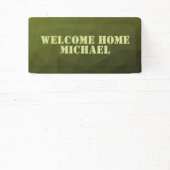 アーミーグリーンオリーブ幾何学歓迎ホームあなたの名前 横断幕 (インサイチュ)