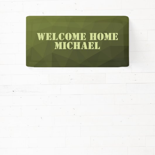 アーミーグリーンオリーブ幾何学歓迎ホームあなたの名前 横断幕 (インサイチュ)