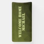 アーミーグリーンオリーブ幾何学歓迎ホームあなたの名前 横断幕 (縦)