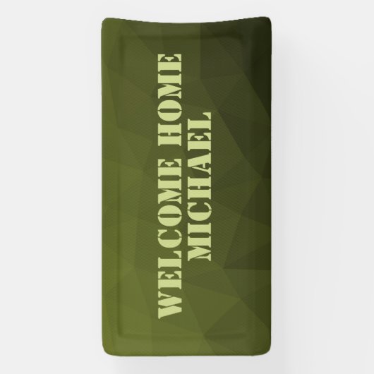 アーミーグリーンオリーブ幾何学歓迎ホームあなたの名前 横断幕 (縦)