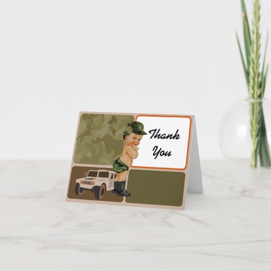 アーミーグリーンカモフラージュサンキューカード サンキューカード (正面)