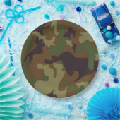 アーミーグリーンカモフラージュ紙プレート ペーパープレート (パーティー)