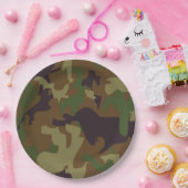 アーミーグリーンカモフラージュ紙プレート ペーパープレート (パーティー)