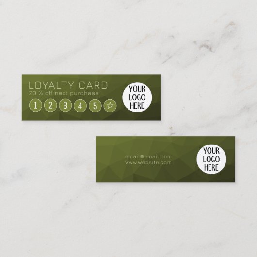 アーミーグリーングラディエント幾何メッシュカスタムロゴ ロイヤリティカード (正面/裏面)