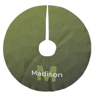 アーミーグリーングラデーションジオメトリックメッシュパターンモノグラム ブラッシュドポリエステルツリースカート