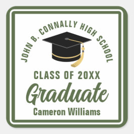 アーミーグリーンパーソナライズされた大学院卒業パーティー スクエアシール