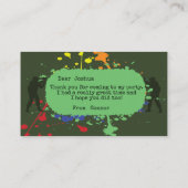 アーミーグリーンペイントボールパーティーありがとう アドバイスカード (裏面)