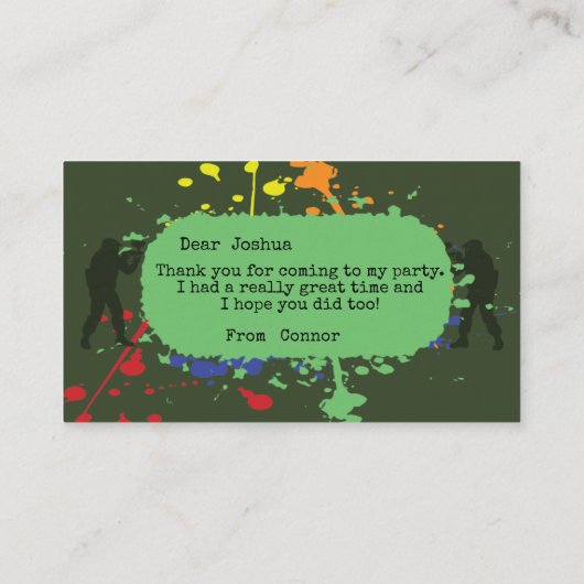 アーミーグリーンペイントボールパーティーありがとう アドバイスカード (裏面)