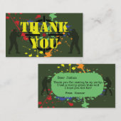 アーミーグリーンペイントボールパーティーありがとう アドバイスカード (正面/裏面)