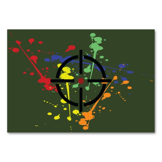 アーミーグリーンペイントボールパーティーテーブルカード テーブルナンバー (裏面)